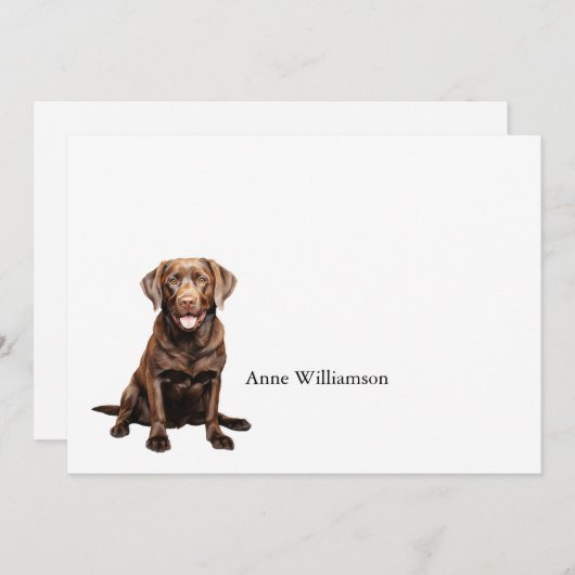 Chocolate Labrador Retriever Note Card サンキューカード (正面/裏面)