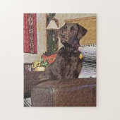 Chocolate Labrador Retriever On Chair ジグソーパズル (縦)