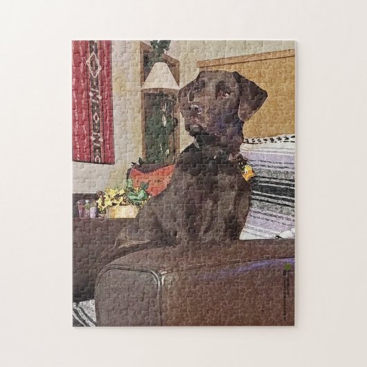 Chocolate Labrador Retriever On Chair ジグソーパズル (縦)
