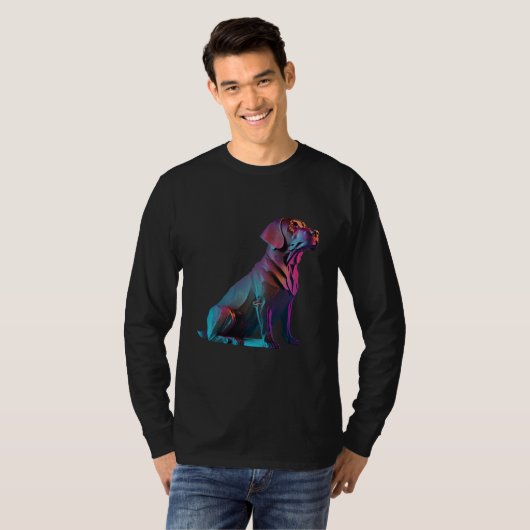 Chocolate Labrador Synthwave 80s Retrowave Aesthet Tシャツ (正面フル)