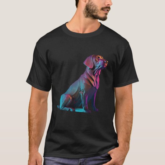 Chocolate Labrador Synthwave 80s Retrowave Aesthet Tシャツ (正面)