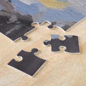 Chocolate Labrador Tangled in Christmas Lights ジグソーパズル (側面)