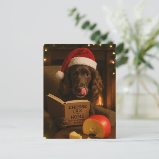Chocolate /liver cocker spaniel Christmas postcard ポストカード (スタンド正面)