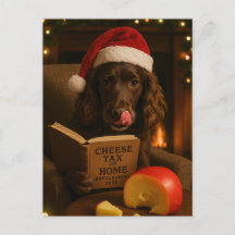 Chocolate /liver cocker spaniel Christmas postcard