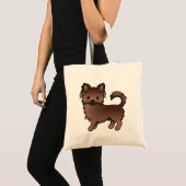 Chocolate Long Coat Chihuahua Cute Cartoon Dog トートバッグ (正面(商品))