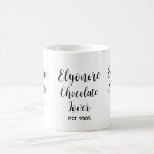 Chocolate Lover Black Script Personalized Name Est コーヒーマグカップ (中央)
