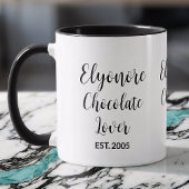 Chocolate Lover Black Script Personalized Name Est マグカップ