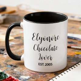 Chocolate Lover Black Script Personalized Name Est マグカップ