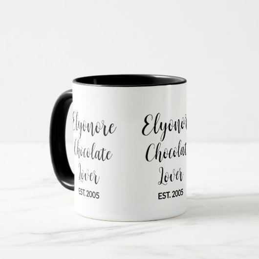 Chocolate Lover Black Script Personalized Name Est マグカップ (正面左)