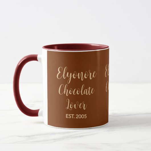 Chocolate Lover Cream Script Personalized Name Est マグカップ (左)