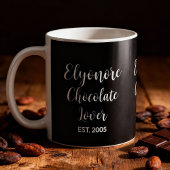 Chocolate Lover White Script Personalized Name Est コーヒーマグカップ