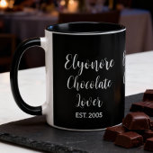 Chocolate Lover White Script Personalized Name Est マグカップ