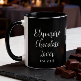 Chocolate Lover White Script Personalized Name Est マグカップ
