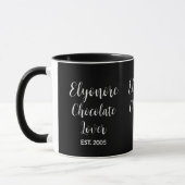 Chocolate Lover White Script Personalized Name Est マグカップ (左)