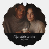 Chocolate Lovers Couple Established Photo Gift オーナメントカード (裏面)