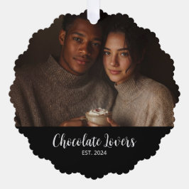 Chocolate Lovers Couple Established Photo Gift オーナメントカード