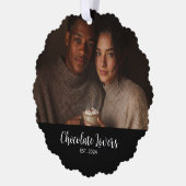Chocolate Lovers Couple Established Photo Gift オーナメントカード (左)