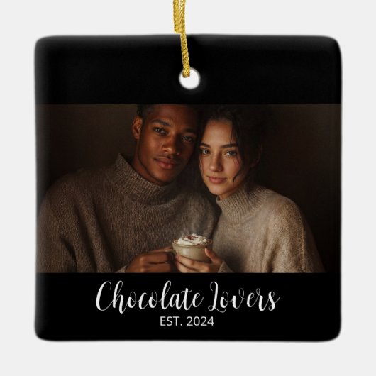 Chocolate Lovers Couple Established Photo Gift セラミックオーナメント (正面)