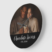 Chocolate Lovers Couple Established Photo Gift ラージ壁時計 (傾斜)