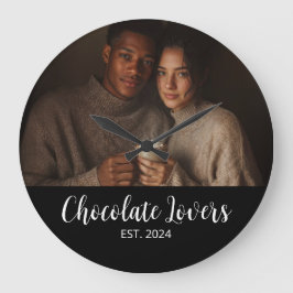 Chocolate Lovers Couple Established Photo Gift ラージ壁時計