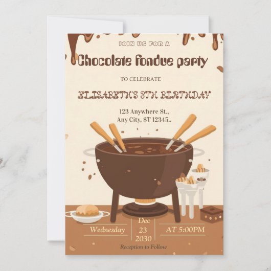 Chocolate Lovers Fondue Party Invitation 招待状 (正面)