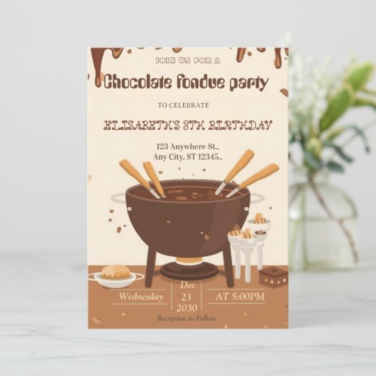 Chocolate Lovers Fondue Party Invitation 招待状 (スタンド正面)