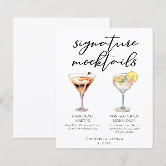 Chocolate Martini Lemon Drop Dessert Mocktail Menu (正面/裏面)