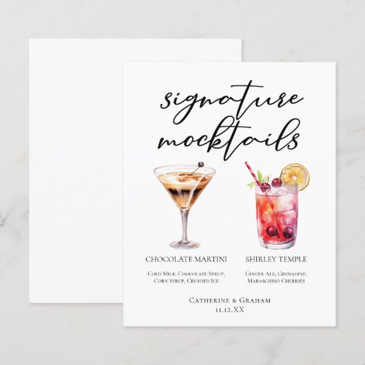 Chocolate Martini Shirley Temple Mocktails Menu (正面/裏面)