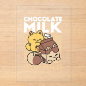 Chocolate Milk Sipping on Bliss – Kawaii Cat Food  アクリル招待状 (正面)