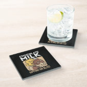 Chocolate Milk Sipping on Bliss – Kawaii Cat Food ガラスコースター (アングル)