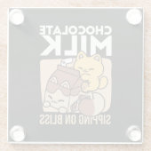 Chocolate Milk Sipping on Bliss – Kawaii Cat Food ガラスコースター (裏面)