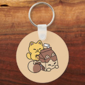 Chocolate Milk Sipping on Bliss – Kawaii Cat Food キーホルダー (裏面)