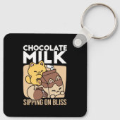 Chocolate Milk Sipping on Bliss – Kawaii Cat Food  キーホルダー (裏面)
