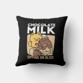 Chocolate Milk Sipping on Bliss – Kawaii Cat Food  クッション (裏面)