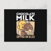 Chocolate Milk Sipping on Bliss – Kawaii Cat Food  シーズンポストカード (正面)