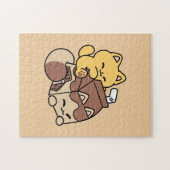 Chocolate Milk Sipping on Bliss – Kawaii Cat Food  ジグソーパズル (横)