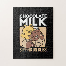 Chocolate Milk Sipping on Bliss – Kawaii Cat Food  ジグソーパズル