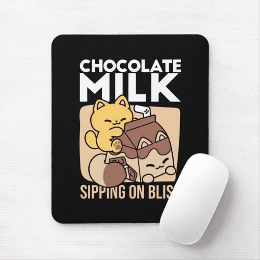 Chocolate Milk Sipping on Bliss – Kawaii Cat Food マウスパッド (マウス)
