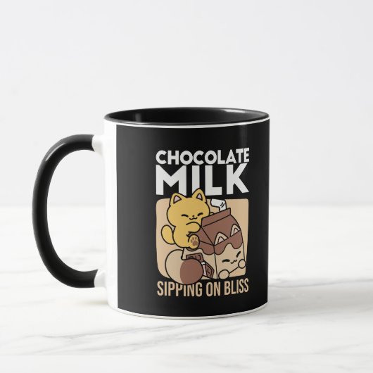 Chocolate Milk Sipping on Bliss – Kawaii Cat Food  マグカップ (左)