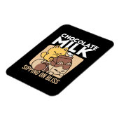 Chocolate Milk Sipping on Bliss – Kawaii Cat Food  マグネット (左側)