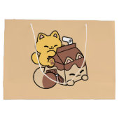 Chocolate Milk Sipping on Bliss – Kawaii Cat Food  ラージペーパーバッグ (裏面)