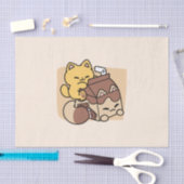 Chocolate Milk Sipping on Bliss – Kawaii Cat Food 薄葉紙 (クラフト)