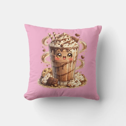 Chocolate Milkshake Kawaii Cushion Pillow クッション (正面)