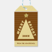 Chocolate Minimalist Christmas Tree Name ギフトタグ (正面)