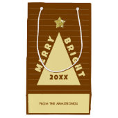 Chocolate Minimalist Christmas Tree Name スモールペーパーバッグ (正面)