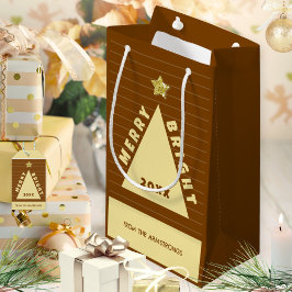 Chocolate Minimalist Christmas Tree Name スモールペーパーバッグ