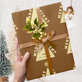 Chocolate Minimalist Christmas Tree Pattern ラッピングペーパー