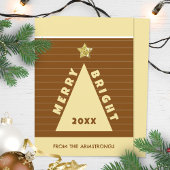 Chocolate Minimalist Geometric Christmas Tree シーズンカード