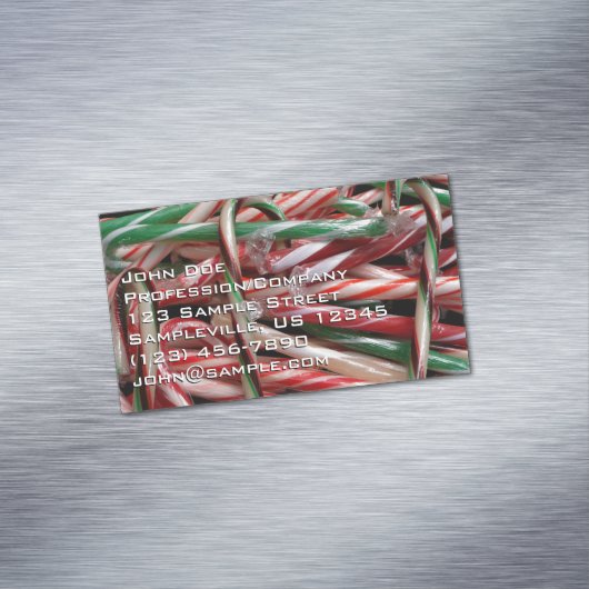 Chocolate Mint Candy Canes Holiday Festive マグネット名刺 (インサイチュ)