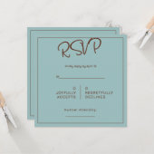 Chocolate Mood Minimal Wedding RSVP カード (正面/裏面インサイチュ)